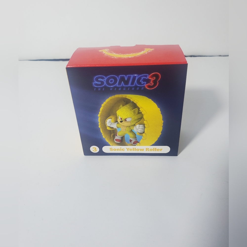 New Sonic The Hedgehog 3 McDonalds Collectible Sonic Yellow Roller Figurine
